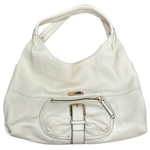 Michael Kors White Pebbled Leather Hobo Shoulder Bag